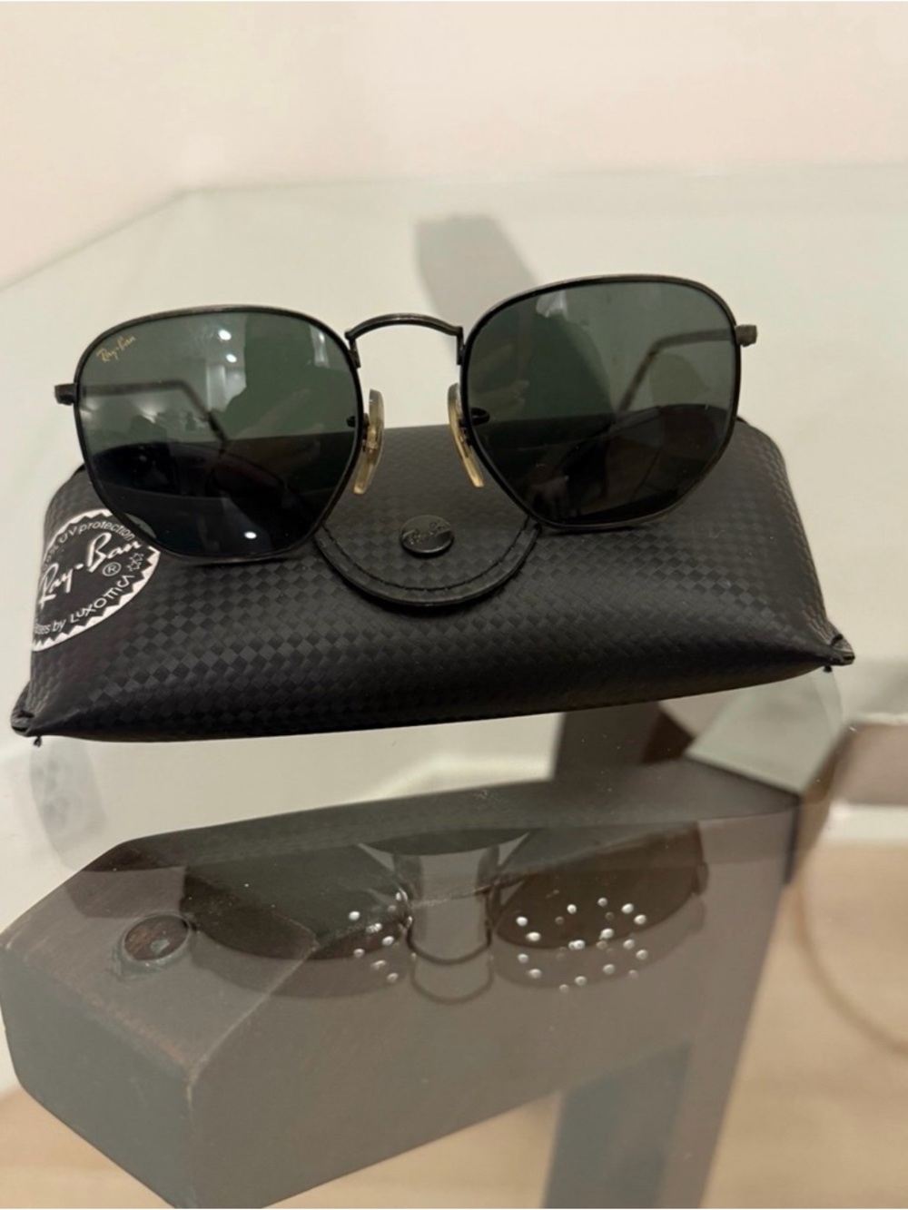 Ray-Ban Hexagonal Sunglasses in Black & Tortoise with Case UNISEX